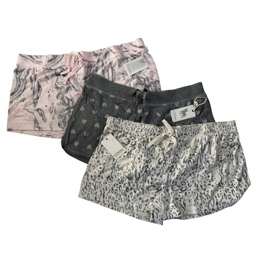 NWT PJ Salvage XL LOT Of 3 Lounge Pajama Shorts Leopard Hearts Gray SOFT #6827